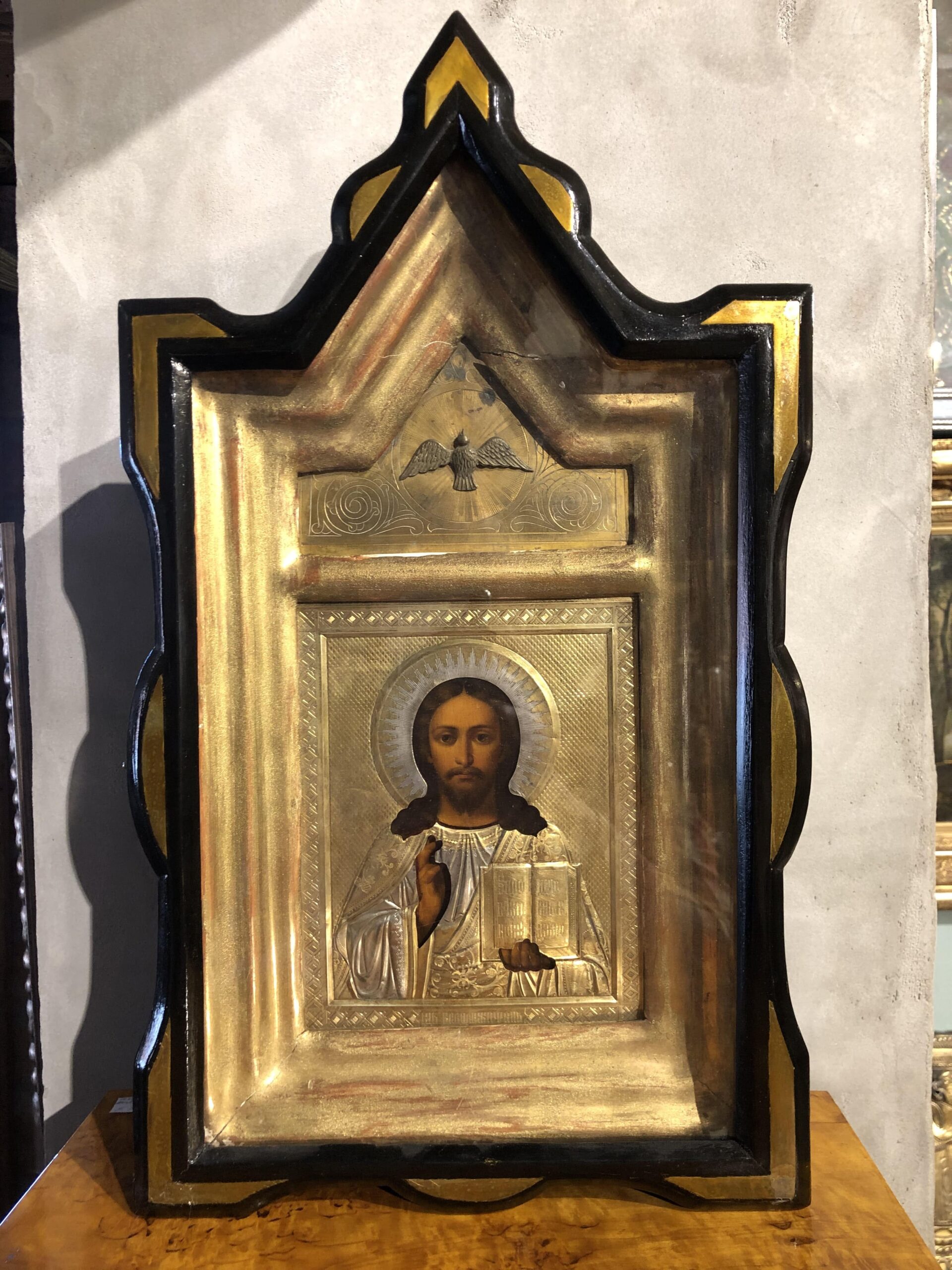 Икона Иисуса Христа Спасителя, Россия, начало 20 века, Дерево, лаковая живопись, серебряный оклад